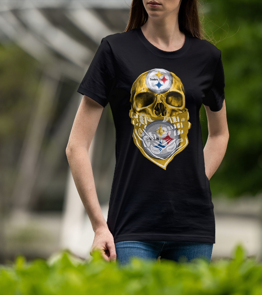 Skull V5 Steelers Bandana Logo Football Fan Gear T-Shirt
