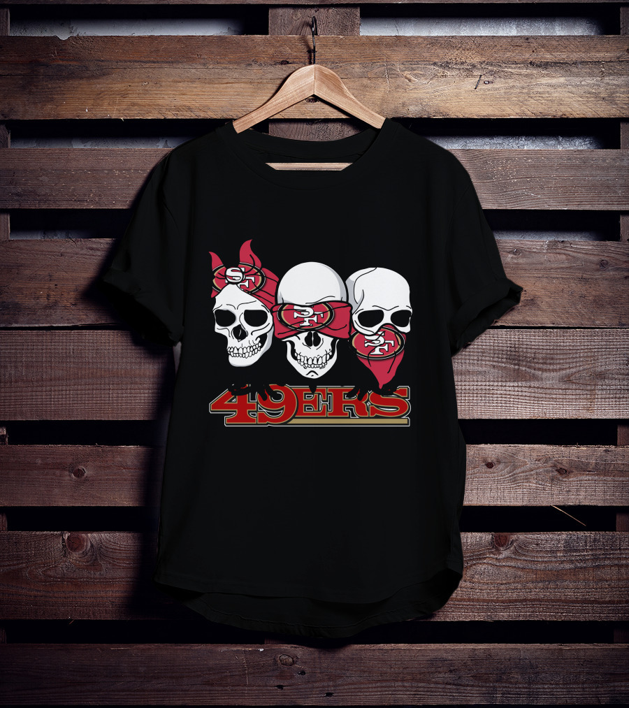 San Francisco 49ers Skull Trio With Bandanas T-Shirt