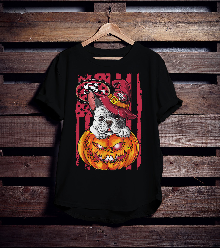 Hlw Bulldog San Francisco 49ers Halloween Pumpkin T-Shirt