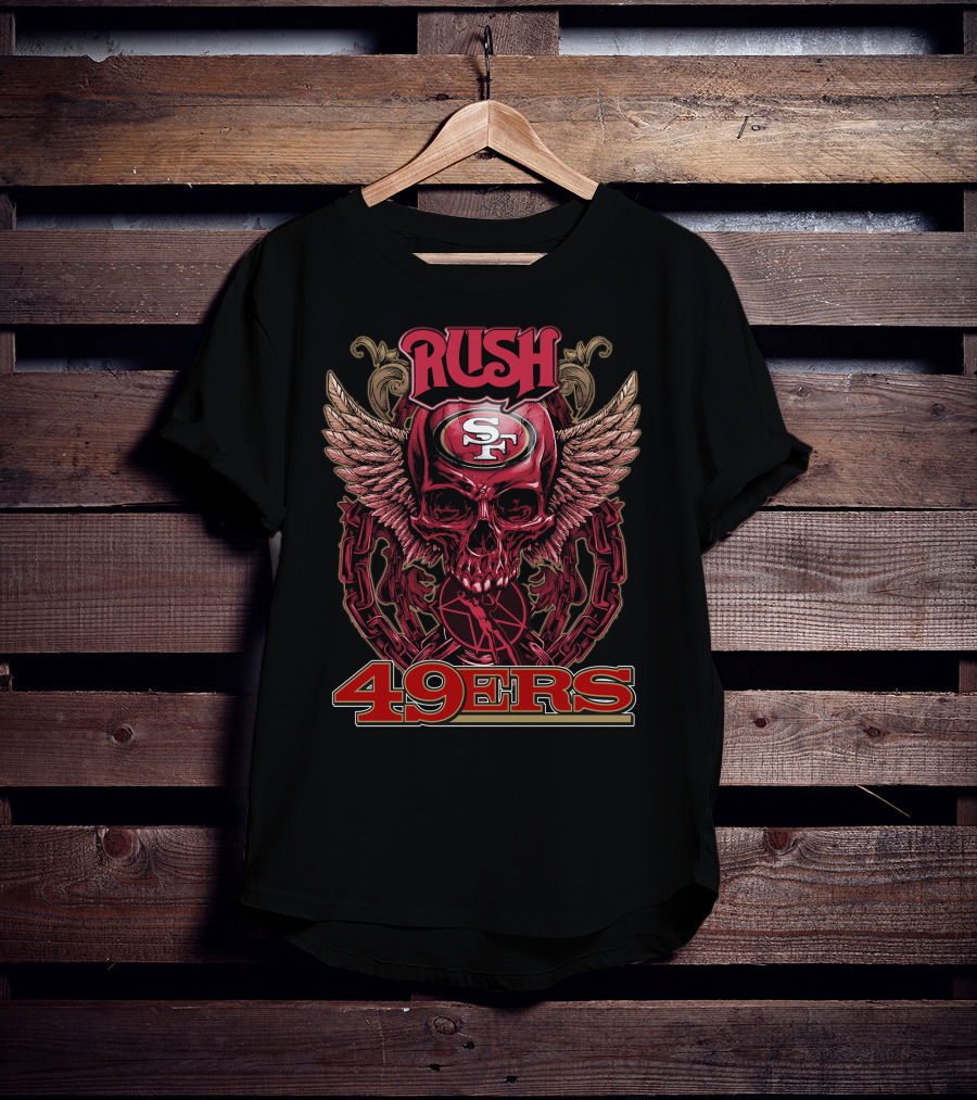 Rush San Francisco 49ers Winged Skull Logo 49ers T-Shirt