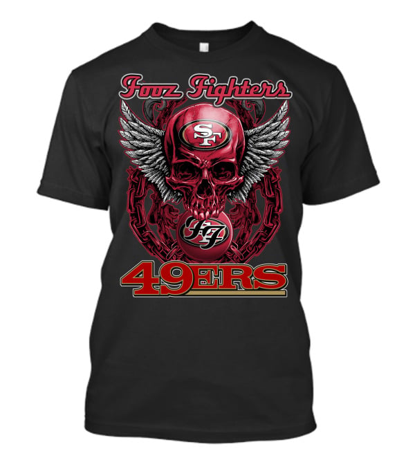 Fooz Fighters SF 49ers Skull Wings Chain T-Shirt
