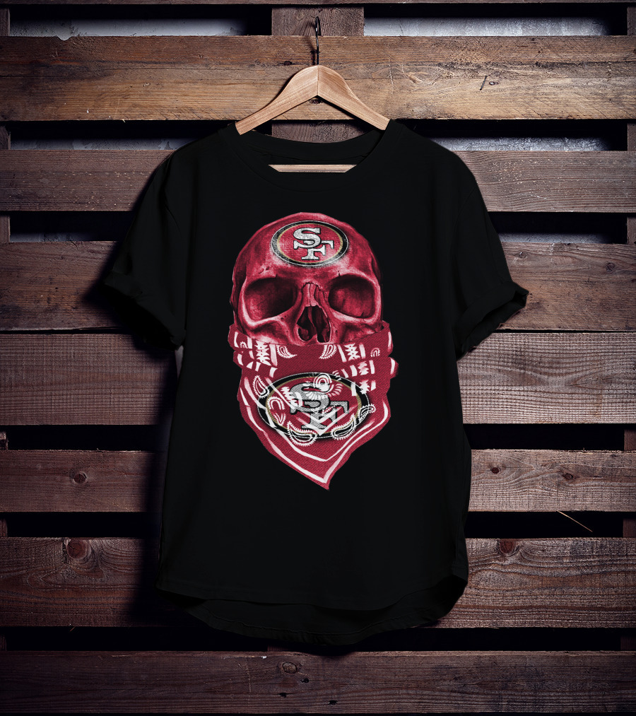 Skull V5 SF 49ers Bandana Emblem T-Shirt