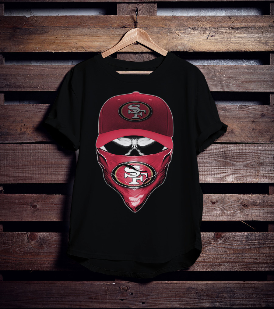 San Francisco 49ers Skull V6 SF Logo Cap And Bandana Kombination T-Shirt