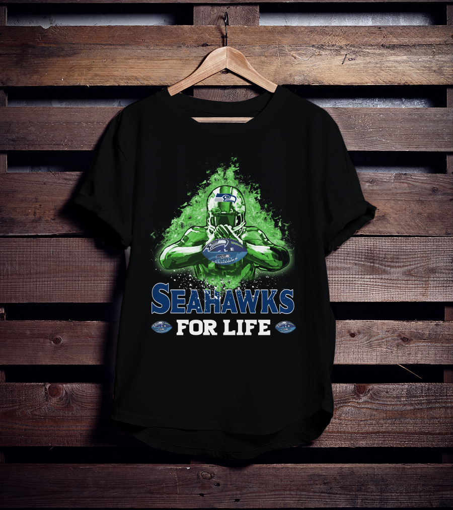 Seahawks For Life Seattle Football Fan Art Green Splash T-Shirt