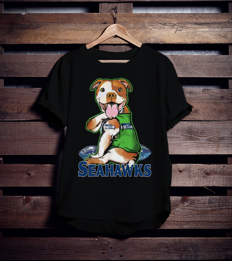 Pittbull Seattle Seahawks Fan Dog T-Shirt