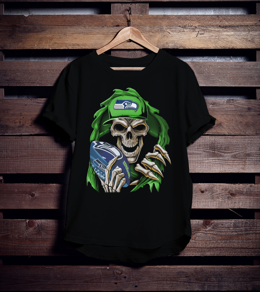 Skullbong Seattle Seahawks Football Skeleton T-Shirt