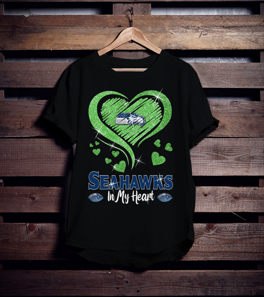 Seahawks In My Heart Sparkling Glitter Design With Team T-Shirt