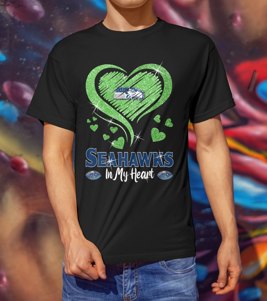 Seahawks In My Heart Sparkling Glitter Design With Team T-Shirt
