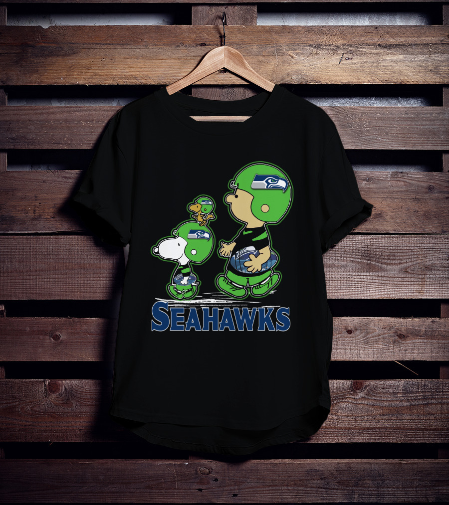 Snpfootball Seattle Seahawks Peanuts Characters Football Helmets Collaboration T-Shirt
