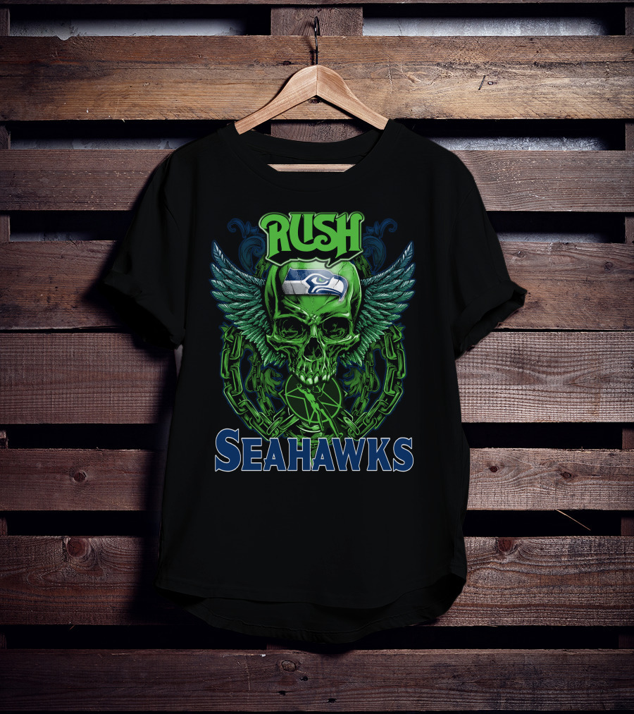 Rush Seattle Seahawks Skull Wing T-Shirt