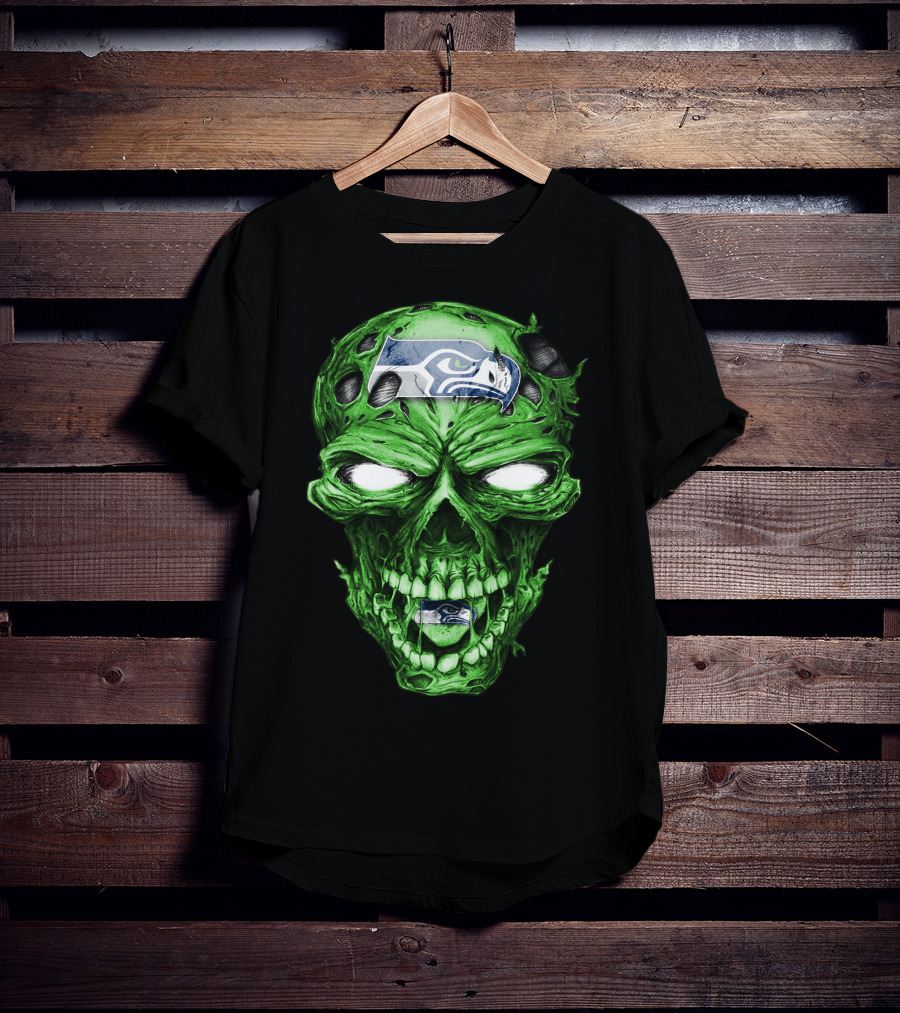 Skull V2 Seattle Seahawks Green Zombie T-Shirt