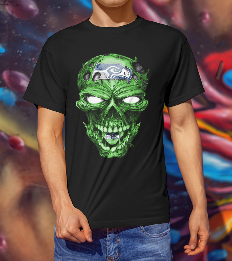 Skull V2 Seattle Seahawks Green Zombie T-Shirt