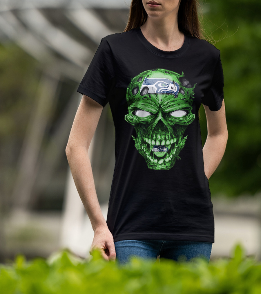 Skull V2 Seattle Seahawks Green Zombie T-Shirt