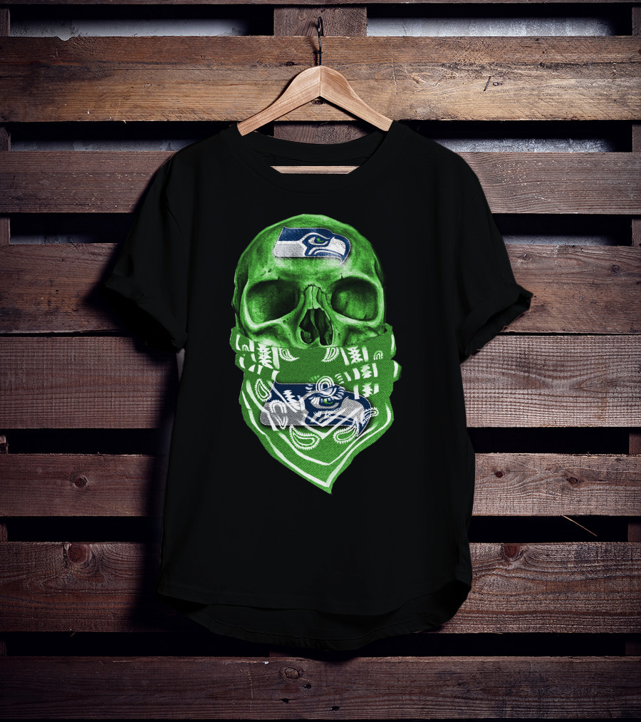 Skull V5 Seattle Seahawks Logo Bandana T-Shirt
