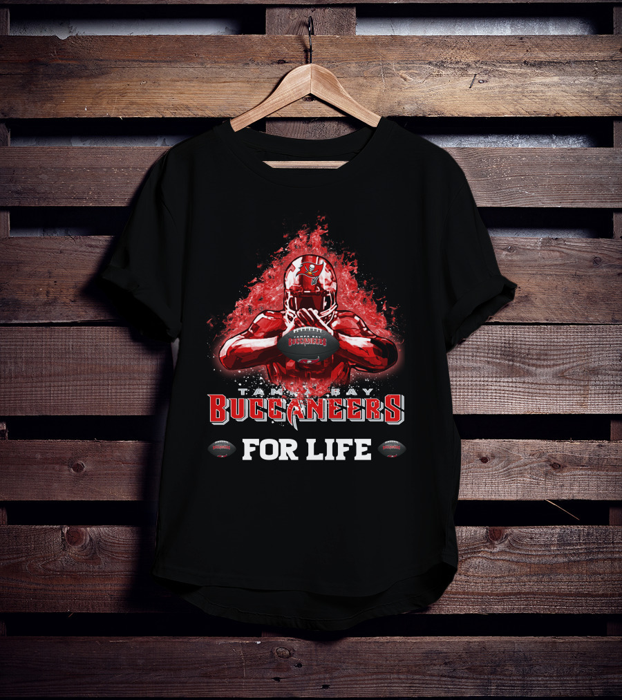 Tampa Bay Buccaneers For Life Football Flames Helmet Player T-Shirt