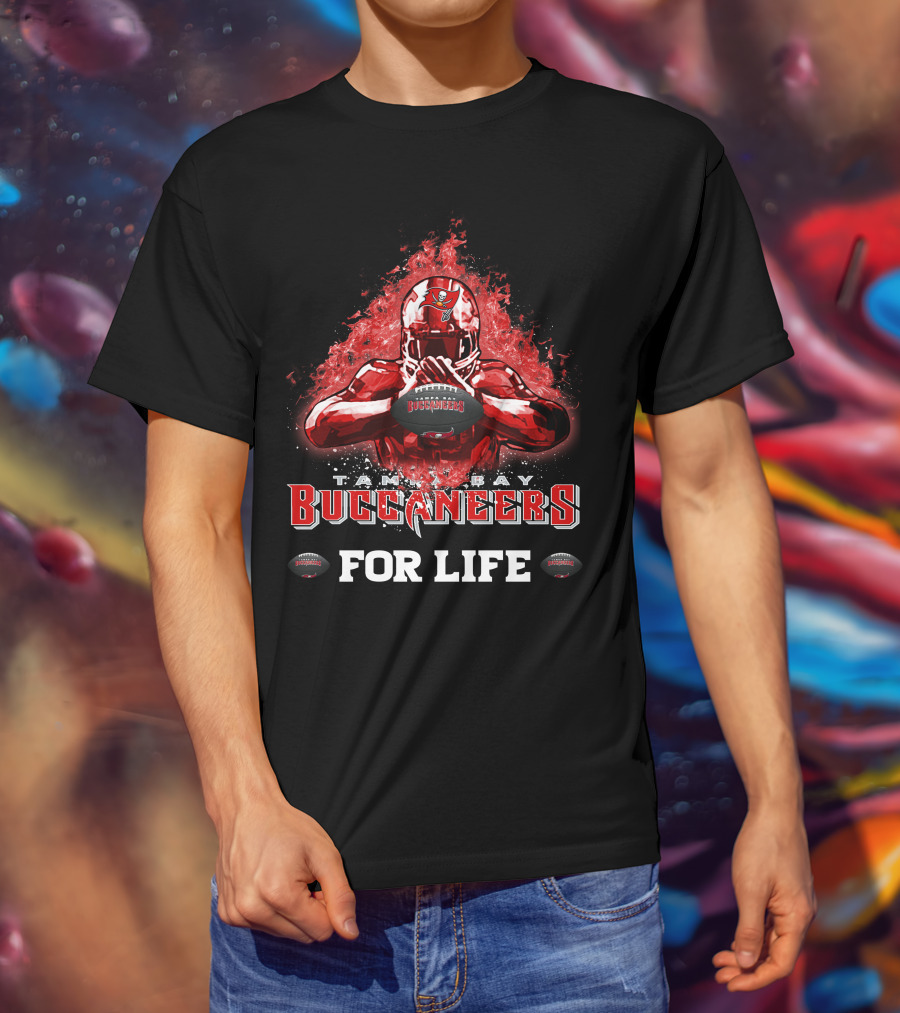 Tampa Bay Buccaneers For Life Football Flames Helmet Player T-Shirt