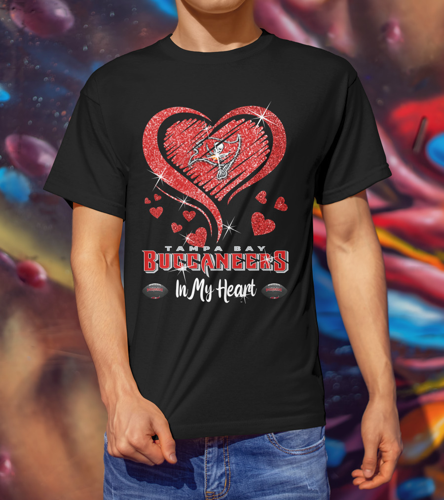 Tampa Bay Buccaneers In My Heart Sparkling Love Football T-Shirt