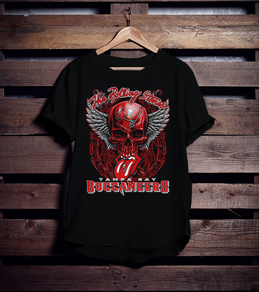 The Rolling Stones Tampa Bay Buccaneers Skull With Wings And Tongue T-Shirt