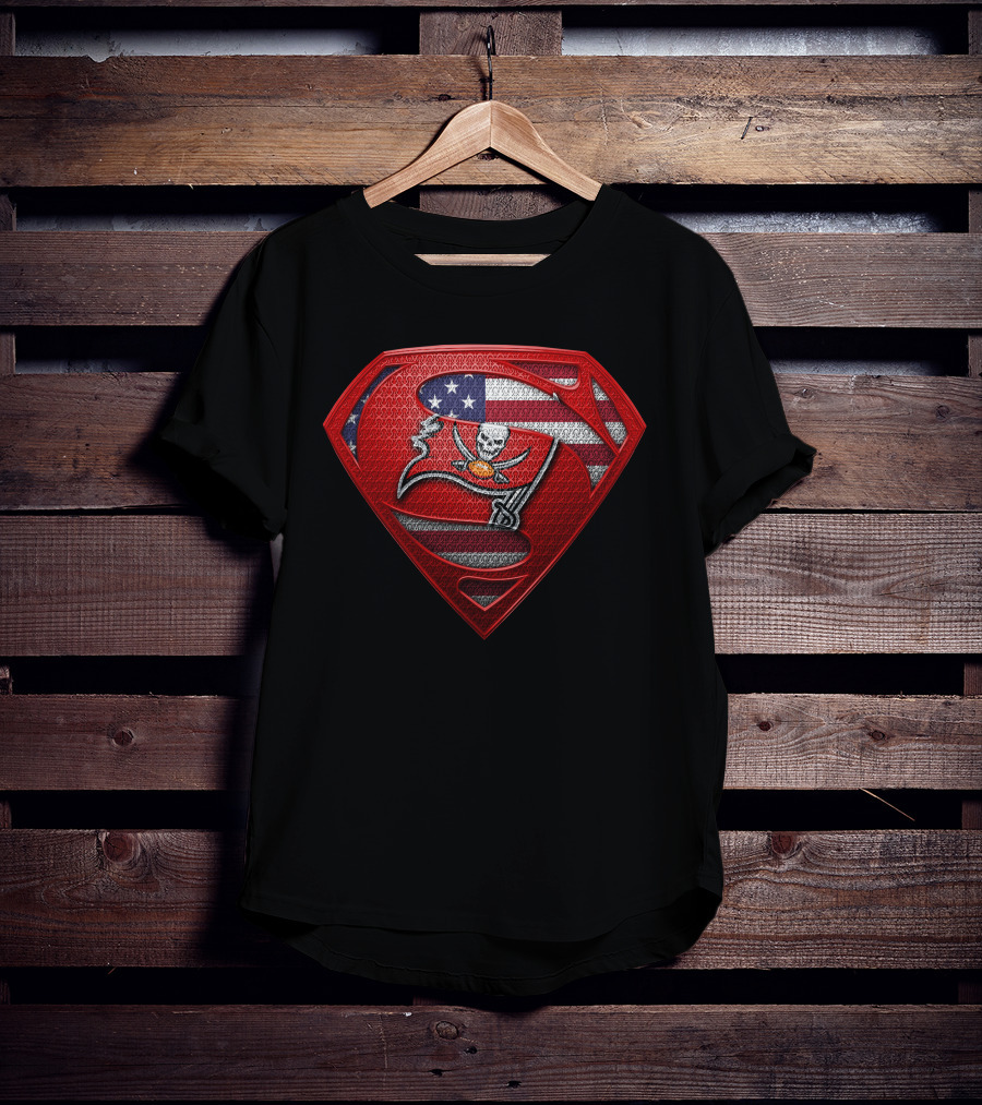 Tampa Bay Buccaneers American Flag Superman T-Shirt