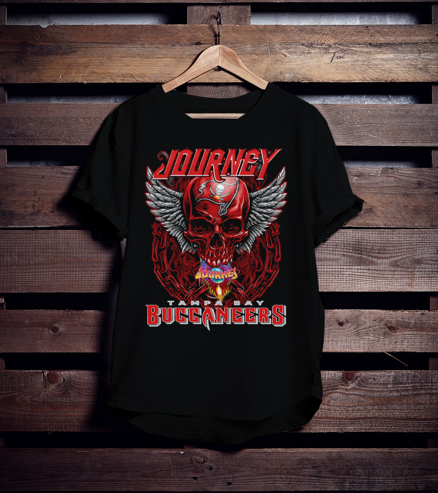 Journey Tampa Bay Buccaneers Skull Wings Chain Flame T-Shirt