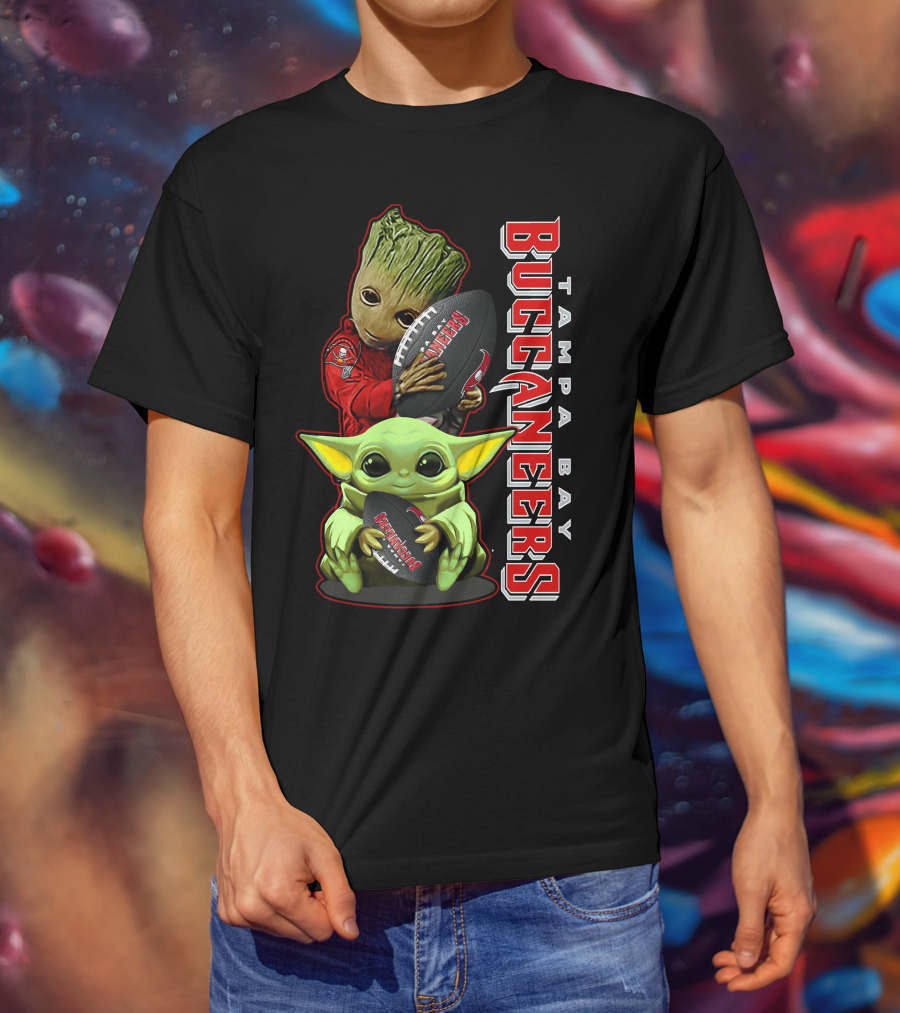 Grzd Tampa Bay Buccaneers Groot Baby Yoda Football T-Shirt