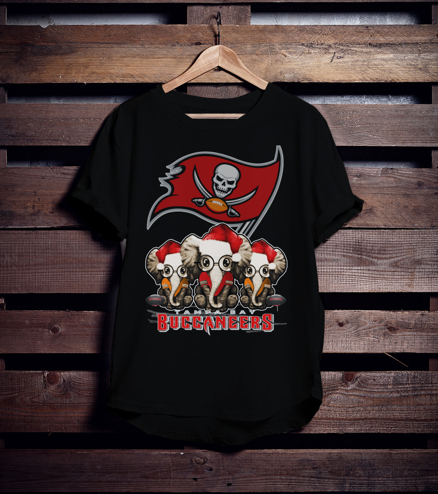 Tampa Bay Buccaneers Christmas Elephants Santa Hats NFL T-Shirt
