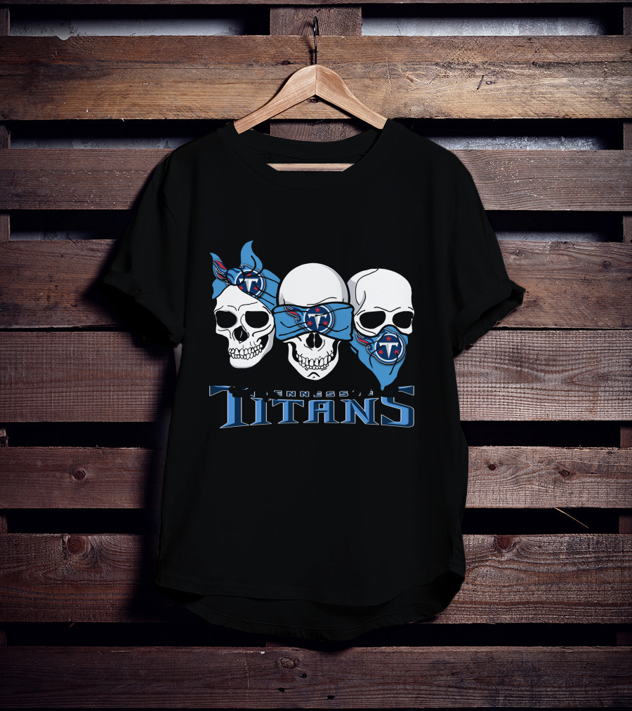 Three Skulls Tennessee Titans Bandanas T-Shirt