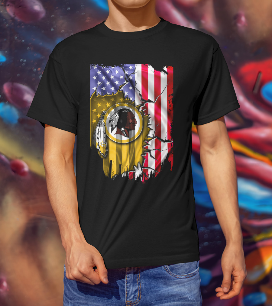 Flag V2 Washington Redskins American Flag Vintage T-Shirt