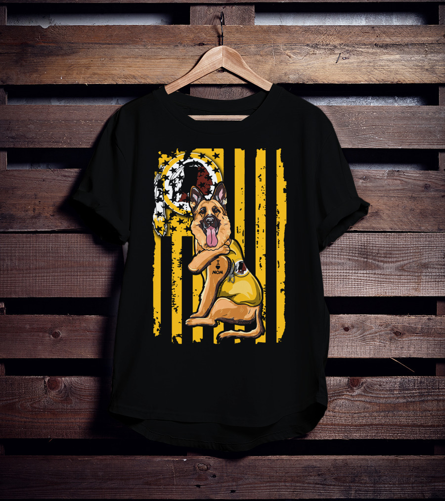 German Shepherd I Love Mom Washington Redskins Fan Style T-Shirt