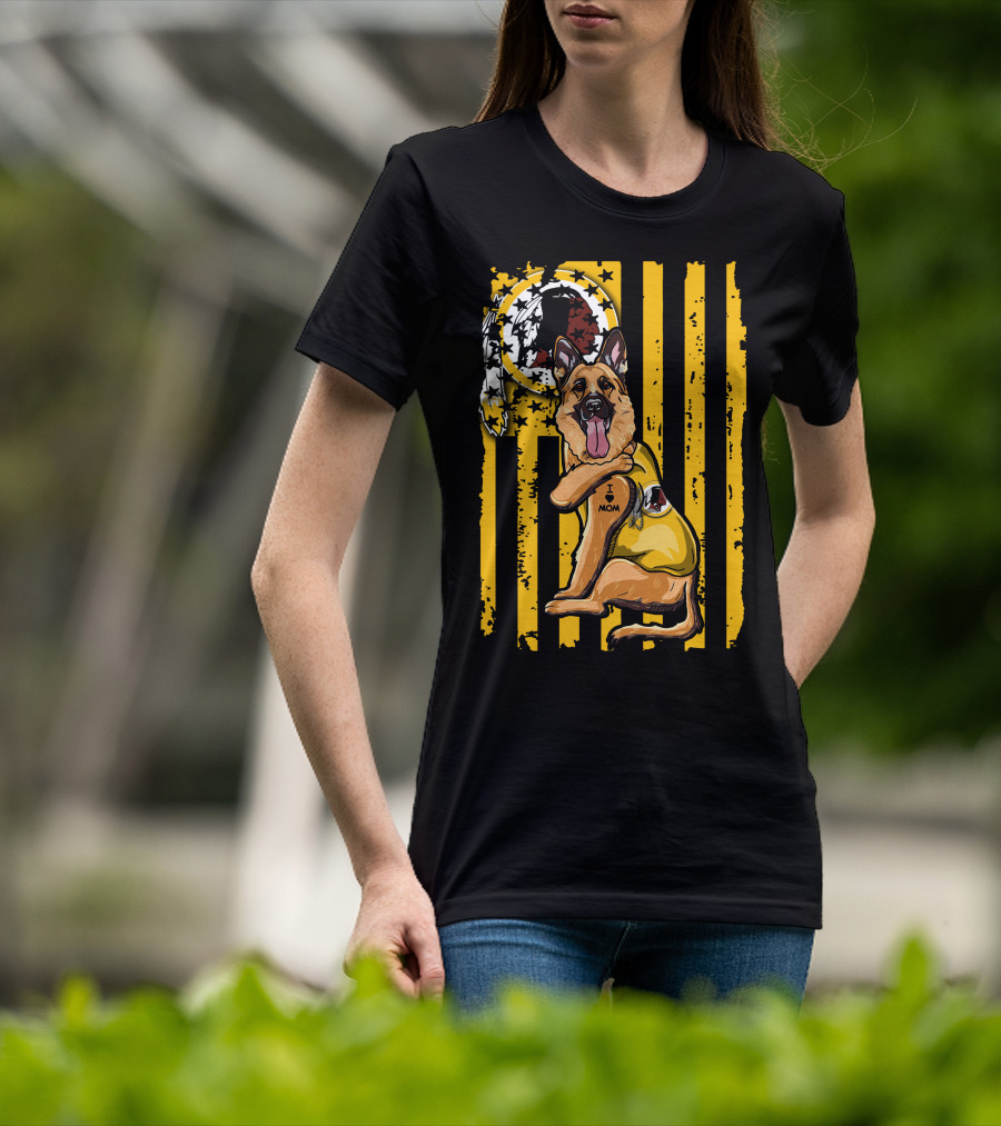 German Shepherd I Love Mom Washington Redskins Fan Style T-Shirt