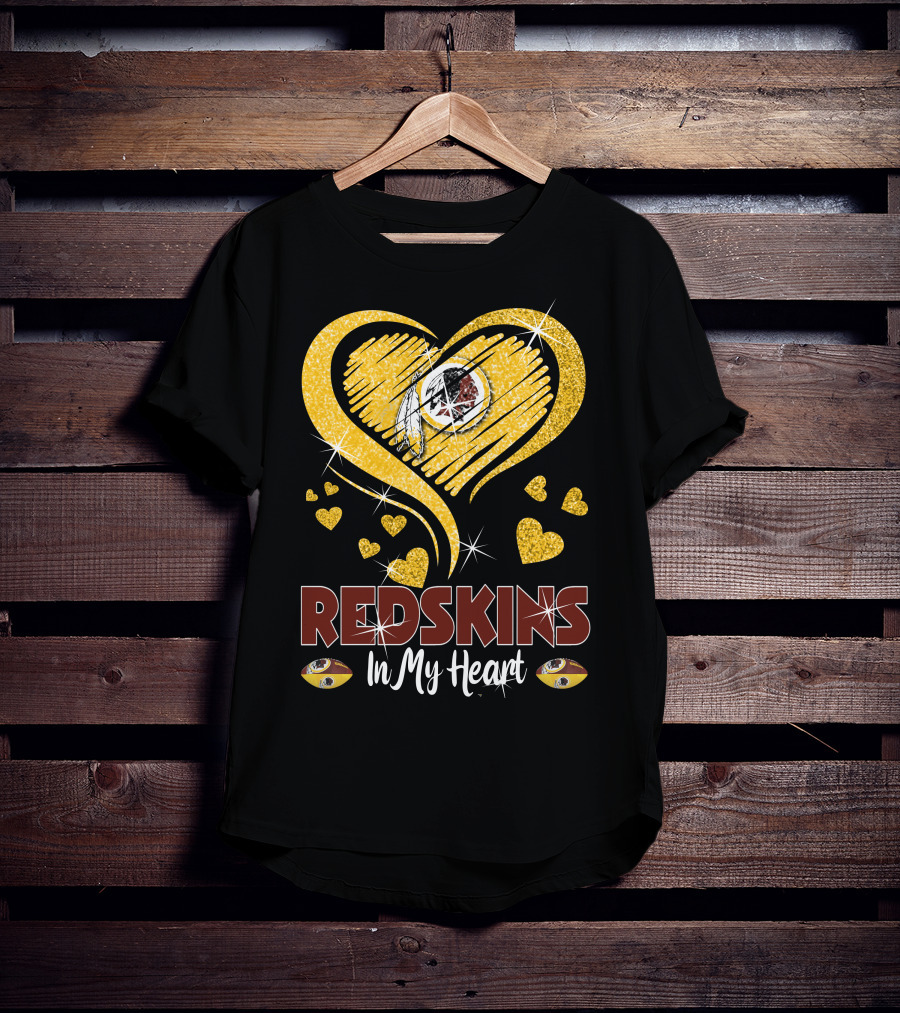 Redskins In My Heart Football Team Sparkling Heart T-Shirt