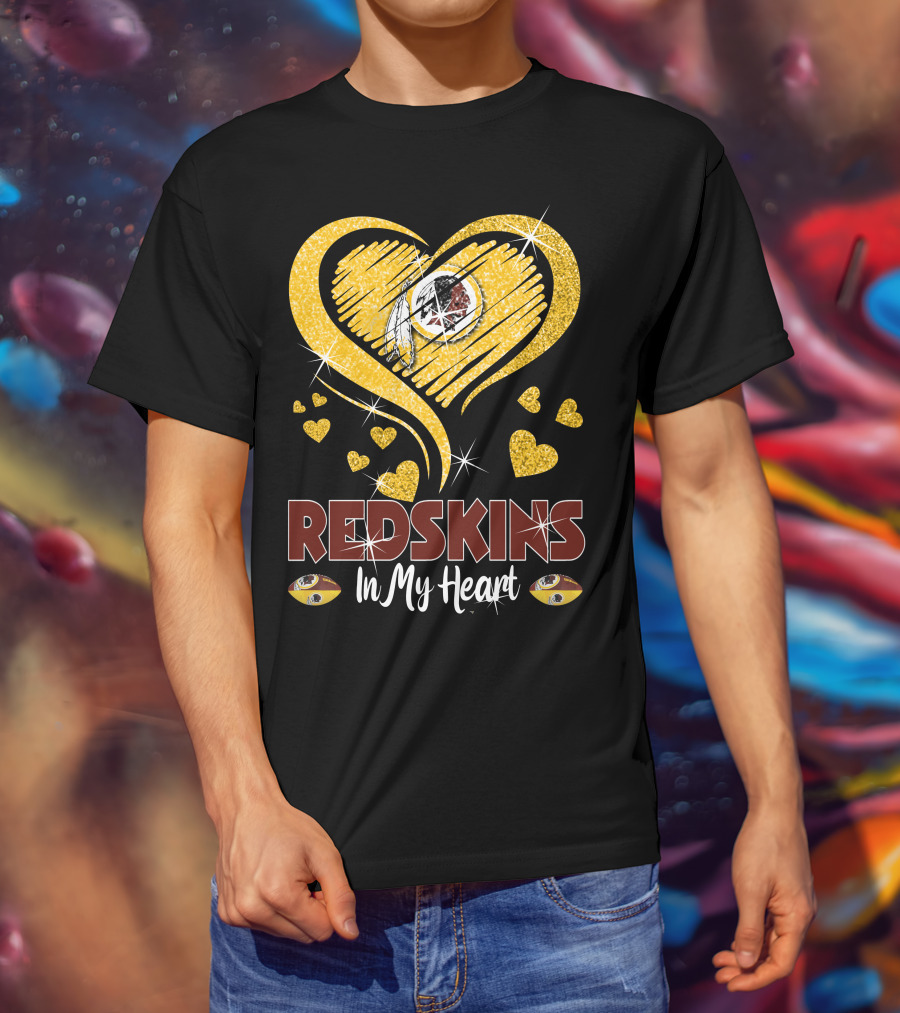 Redskins In My Heart Football Team Sparkling Heart T-Shirt