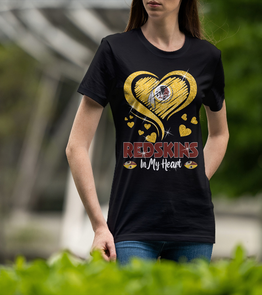Redskins In My Heart Football Team Sparkling Heart T-Shirt