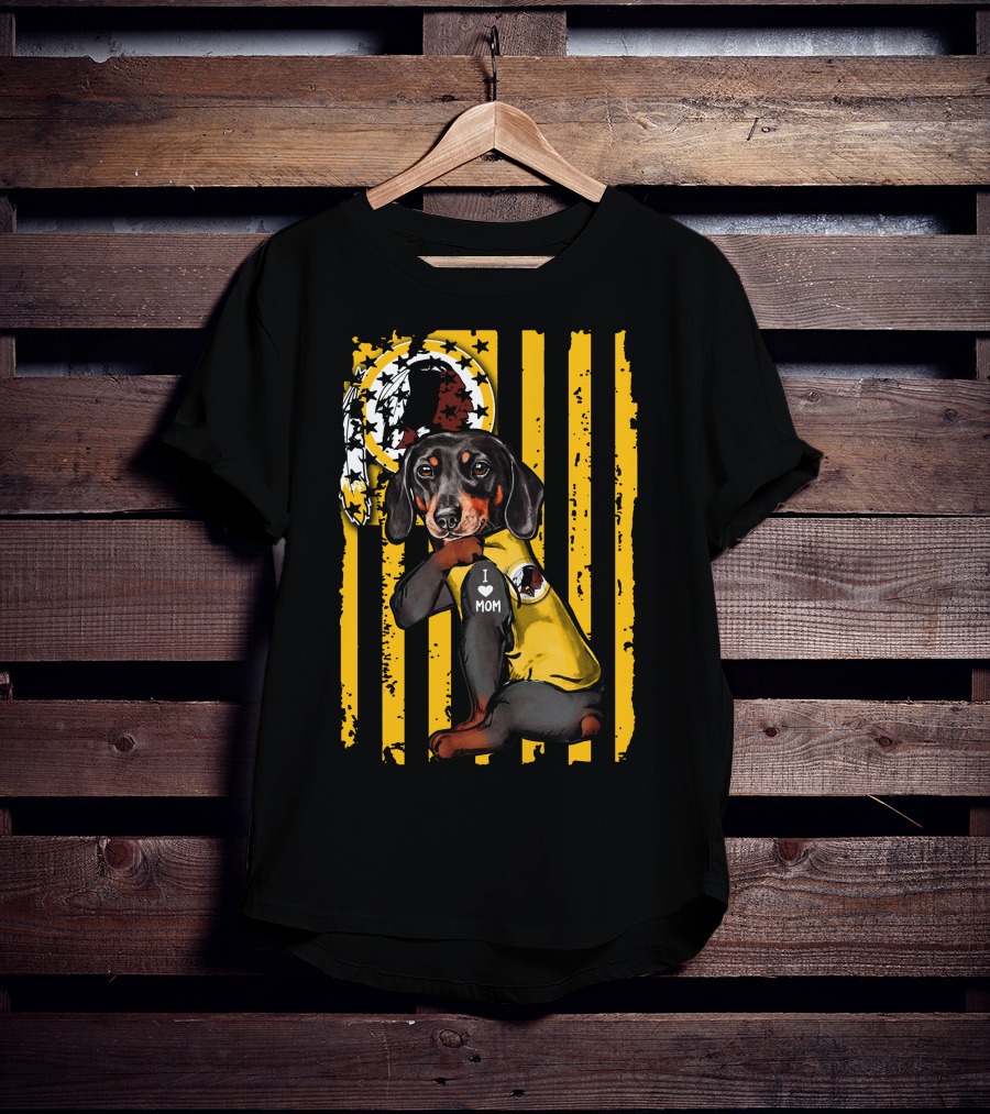 Dachshund I Love Mom Washington Redskins T-Shirt