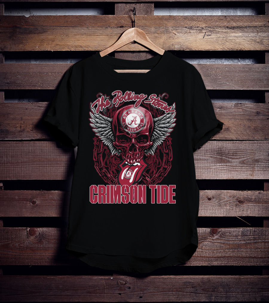 The Rolling Stones Alabama Crimson Tide Skull With Wings And Tongue T-Shirt
