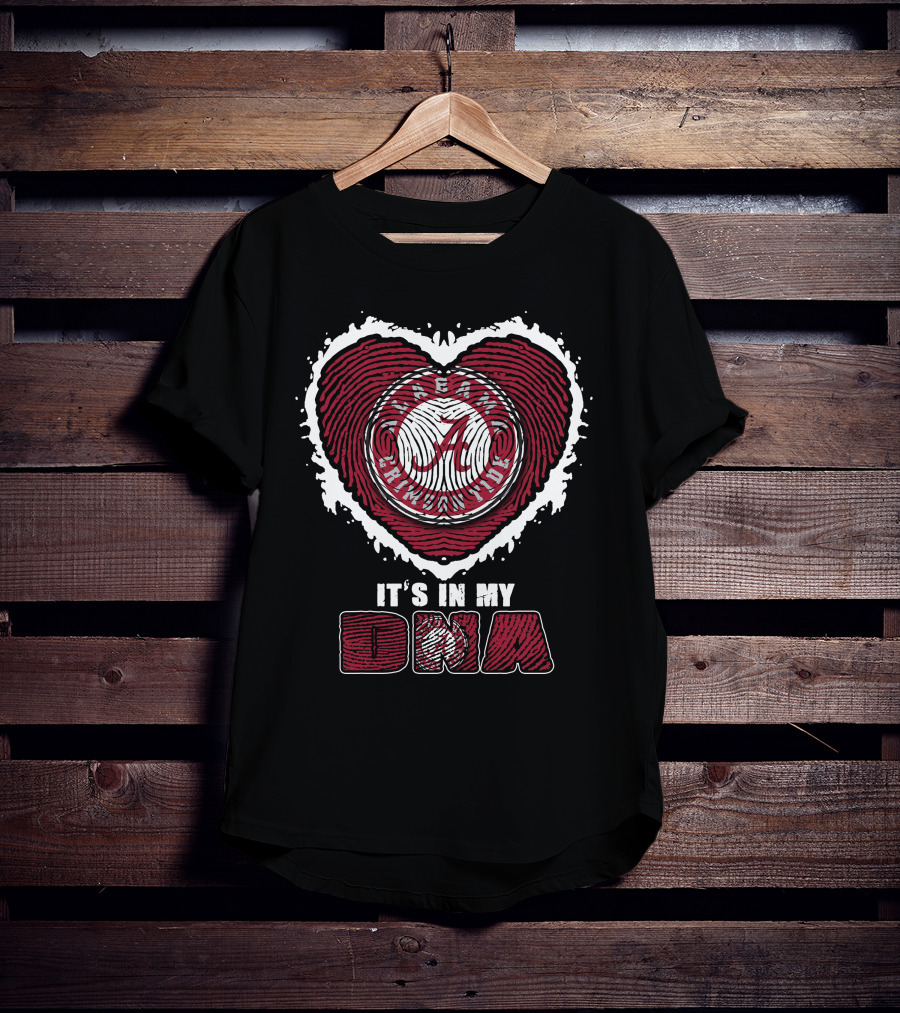 Alabama Crimson Tide It's In My Dna Heart Fingerprint T-Shirt