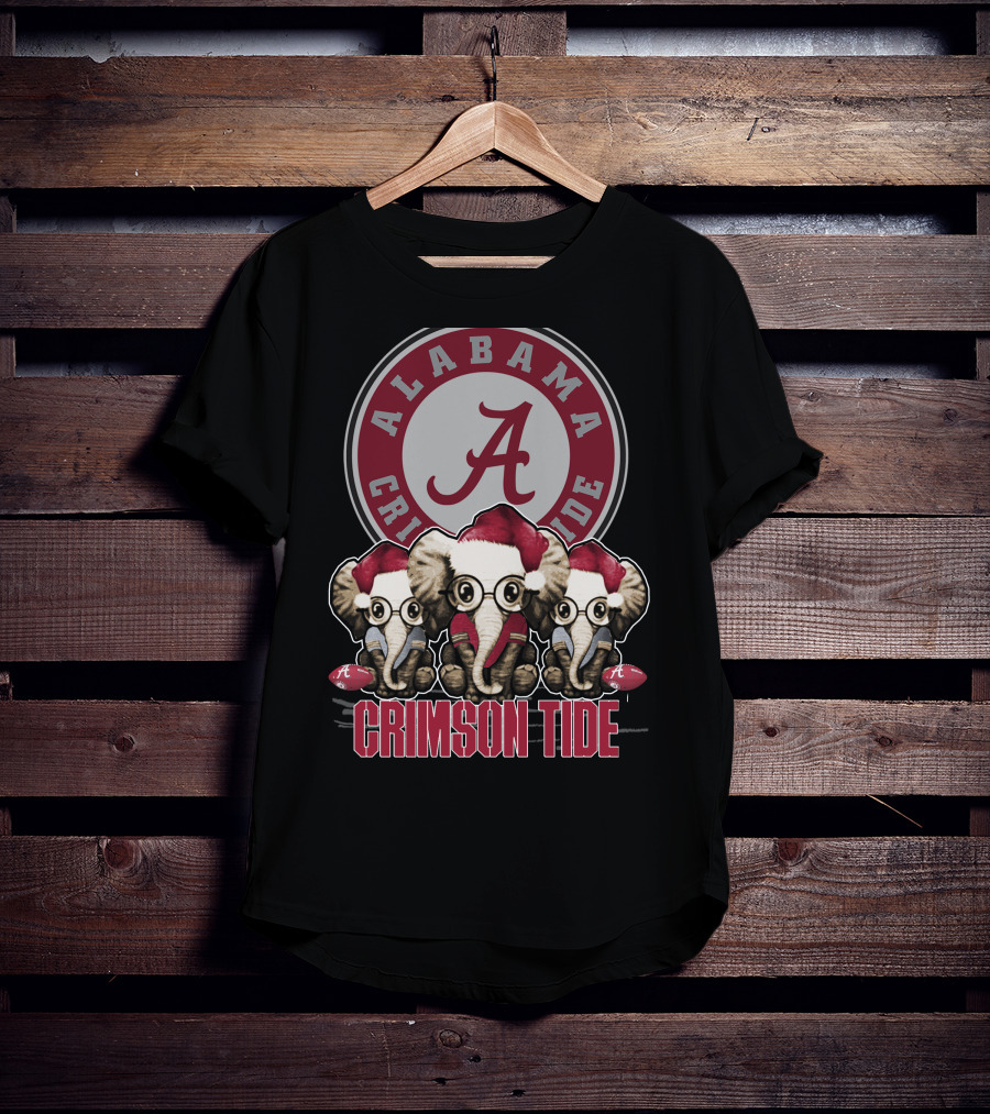 Alabama Crimson Tide Elephant Xmas Holiday Fans T-Shirt