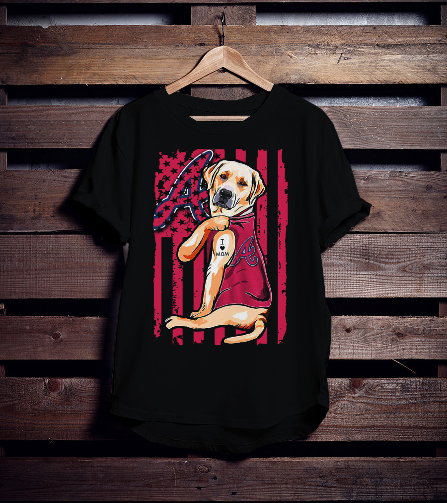 Atlanta Braves Labrador Retriever I Love Mom Baseball T-Shirt