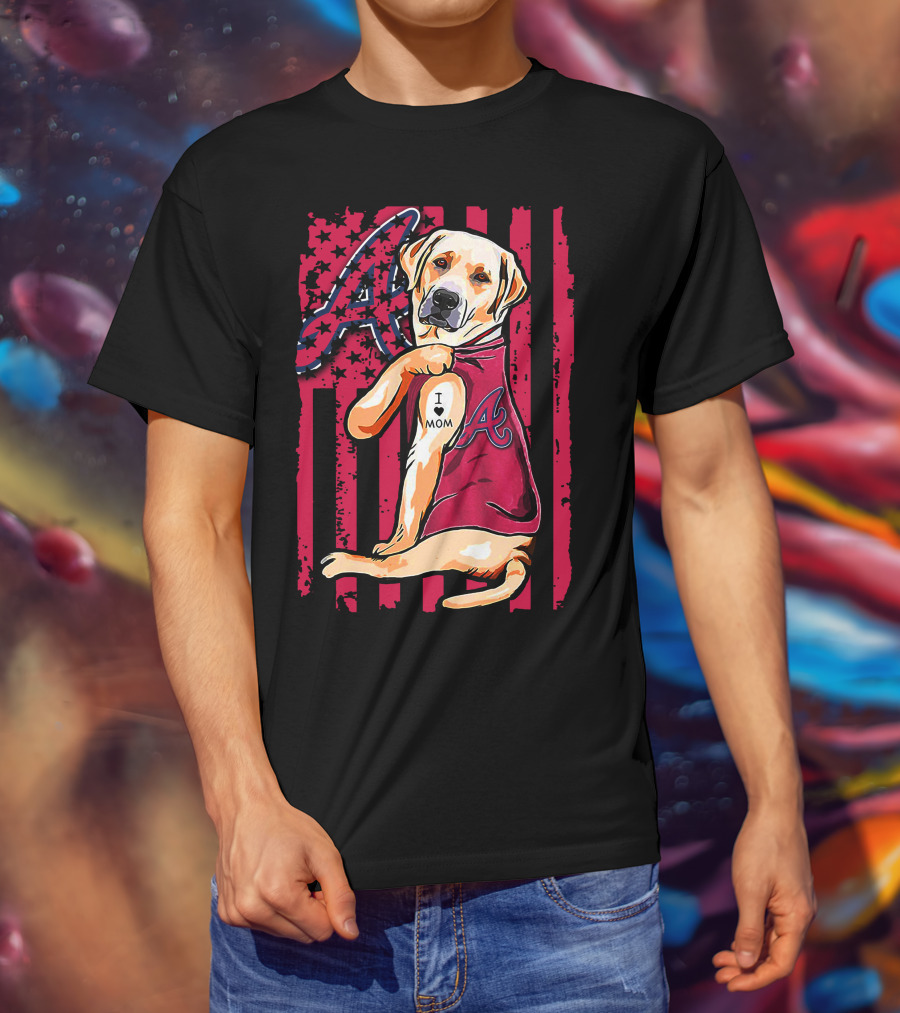 Atlanta Braves Labrador Retriever I Love Mom Baseball T-Shirt
