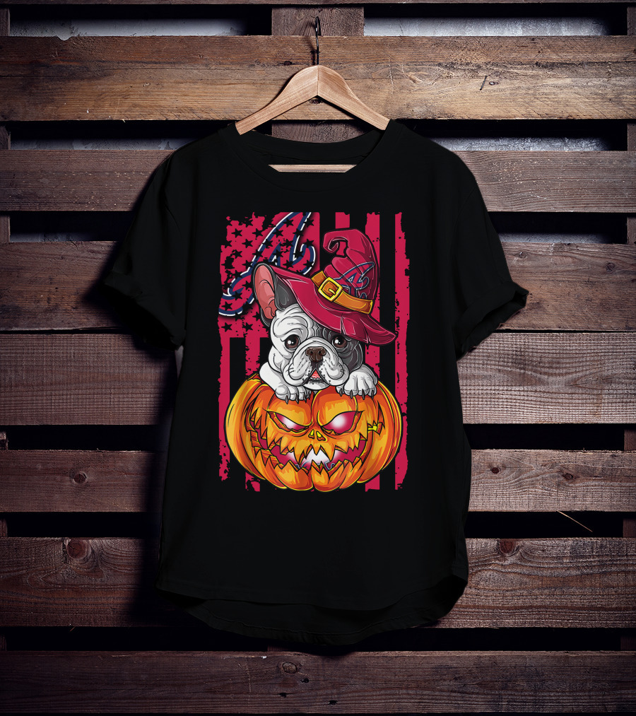 Atlanta Braves Halloween Bulldog Pumpkin T-Shirt