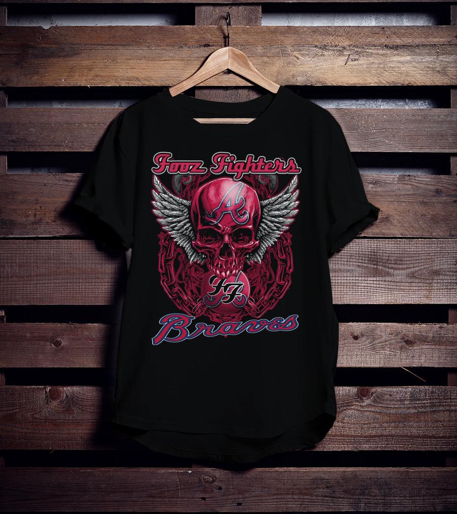 Fooz Fighters Atlanta Braves Skull Wings T-Shirt