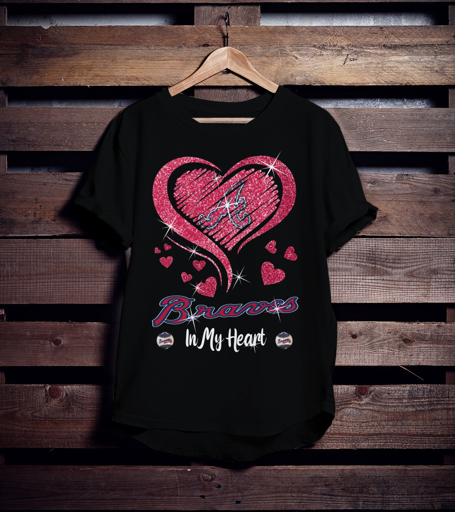 Braves In My Heart Sparkling Heart T-Shirt