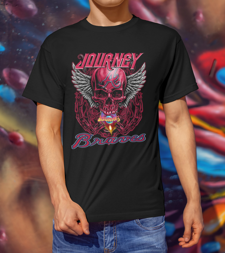 Journey Atlanta Braves Skull Wings T-Shirt