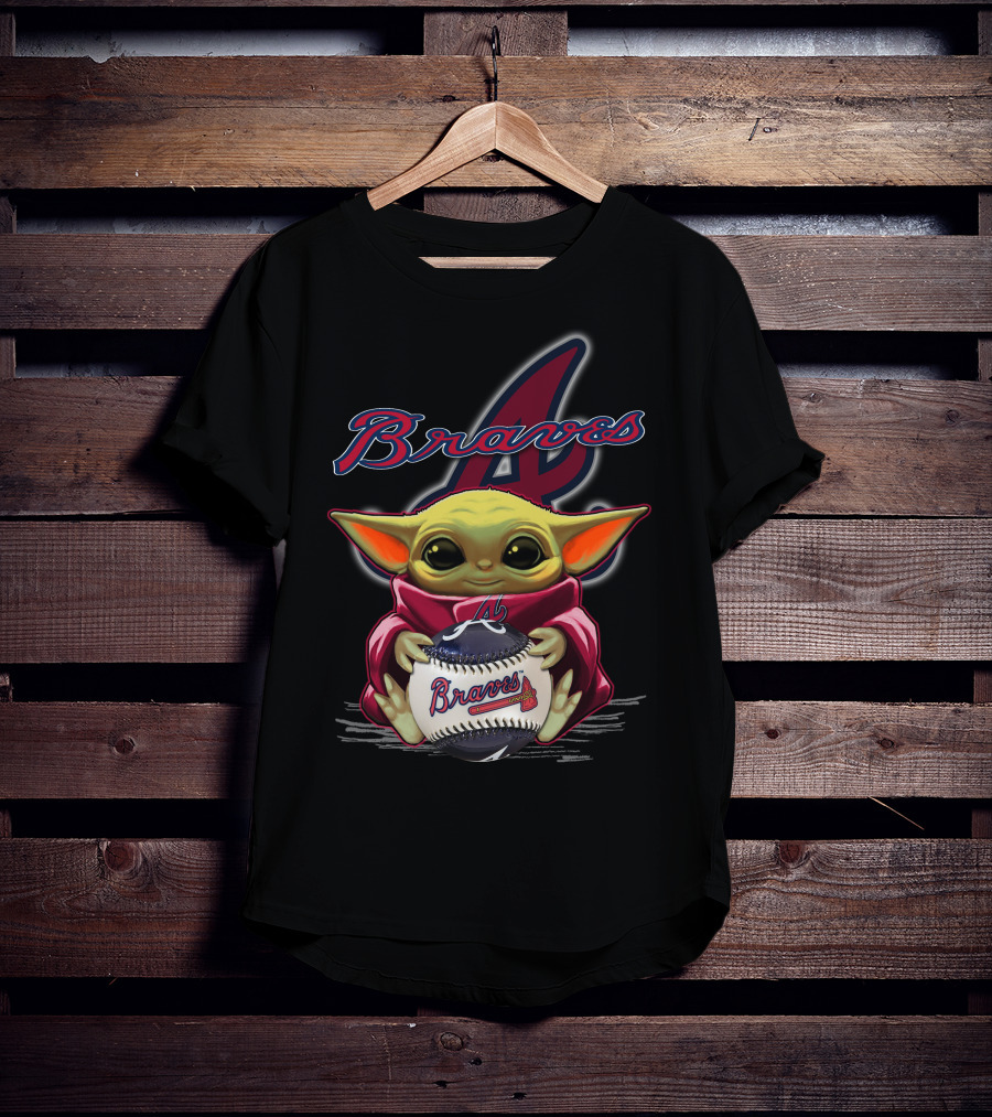 Braves Yoda Holding Baseball With Atlanta Braves T-Shirt