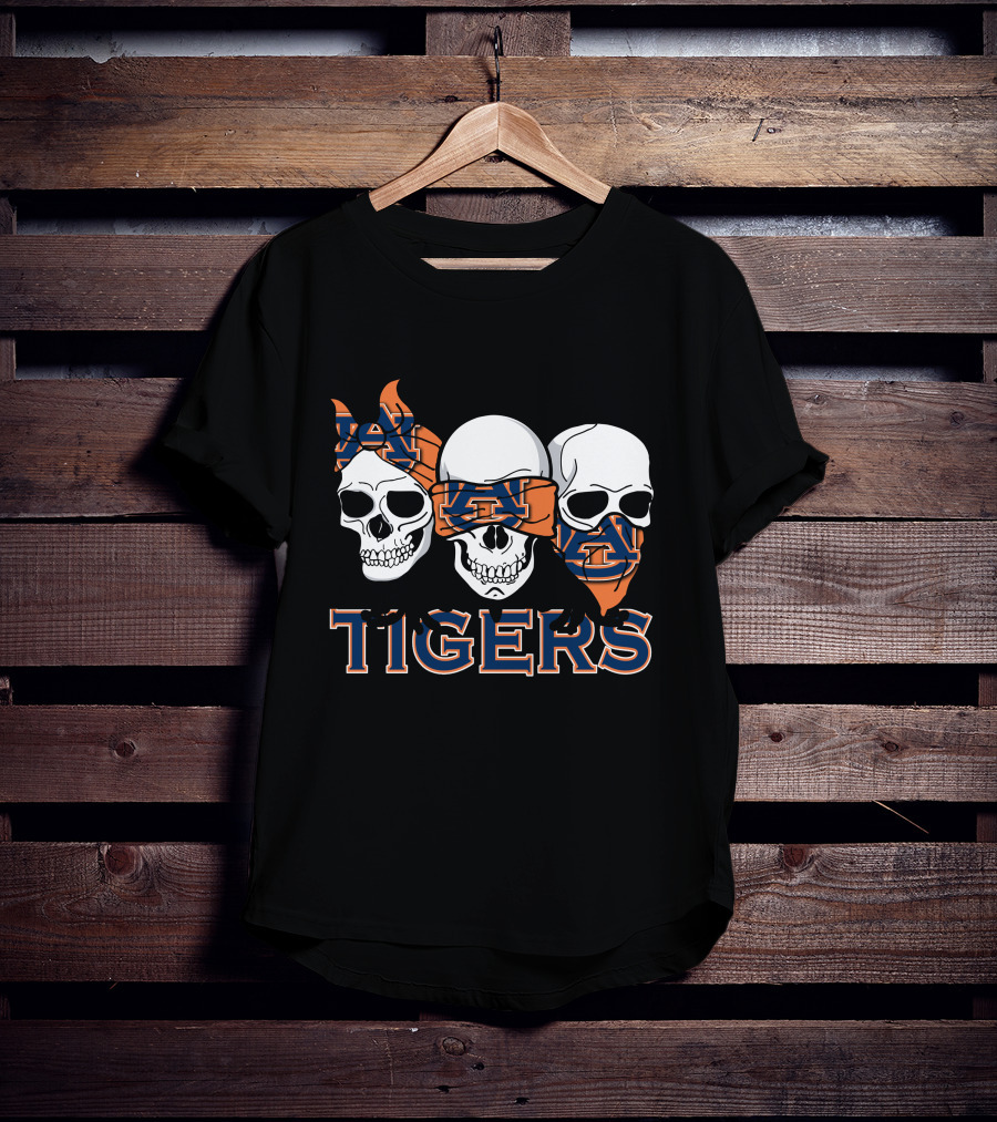 Auburn Tigers Skull Trio With Orange And Blue Bandanas T-Shirt