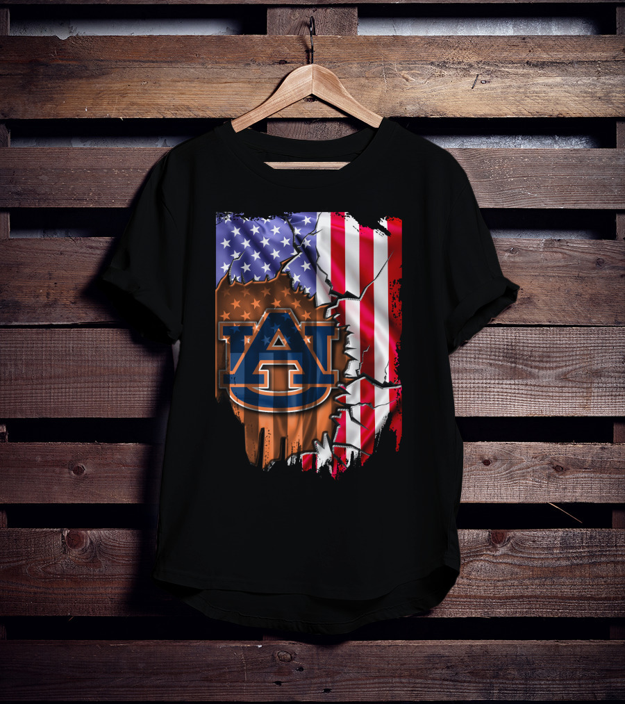 Flag V2 Auburn Tigers American Flag Vintage Style T-Shirt