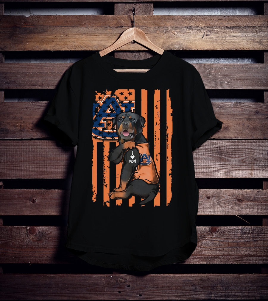 Rottweiler Auburn Tigers I Love Mom T-Shirt