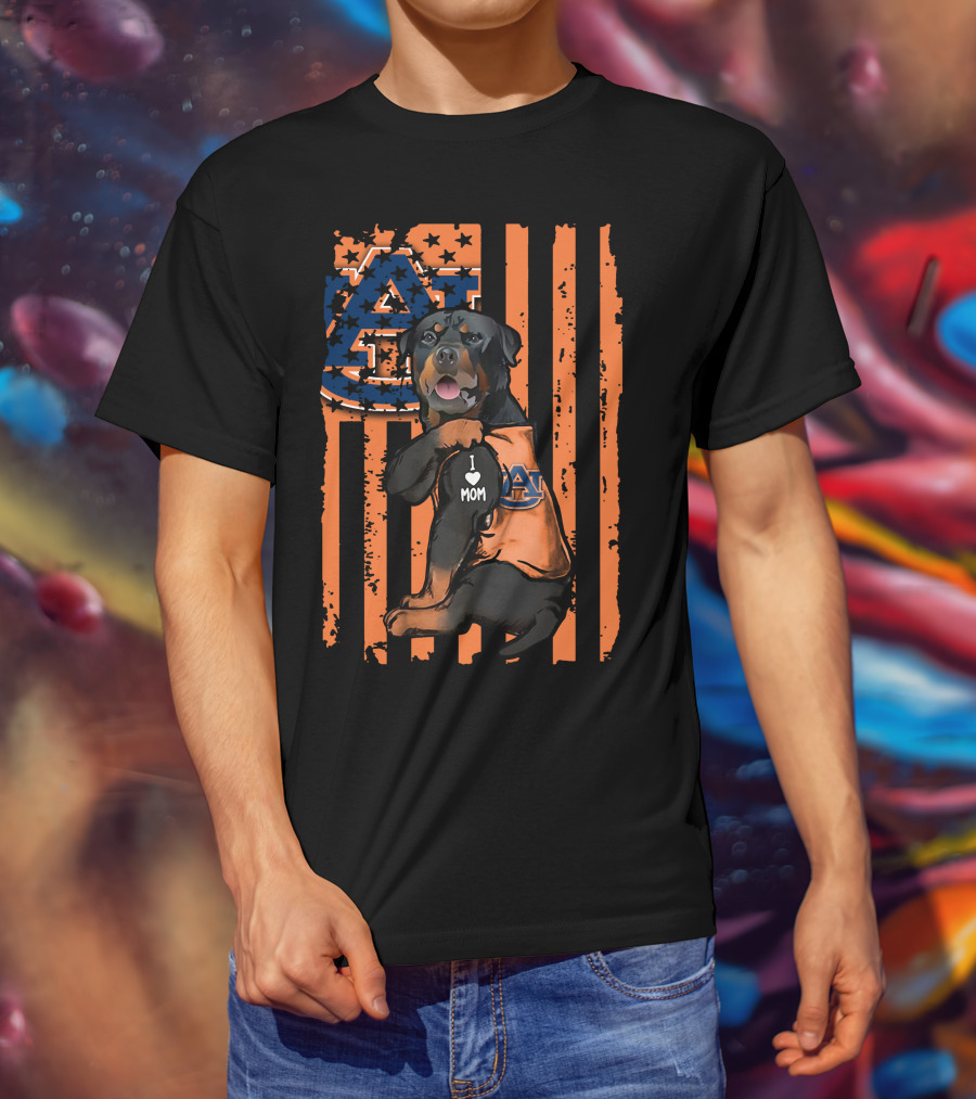 Rottweiler Auburn Tigers I Love Mom T-Shirt