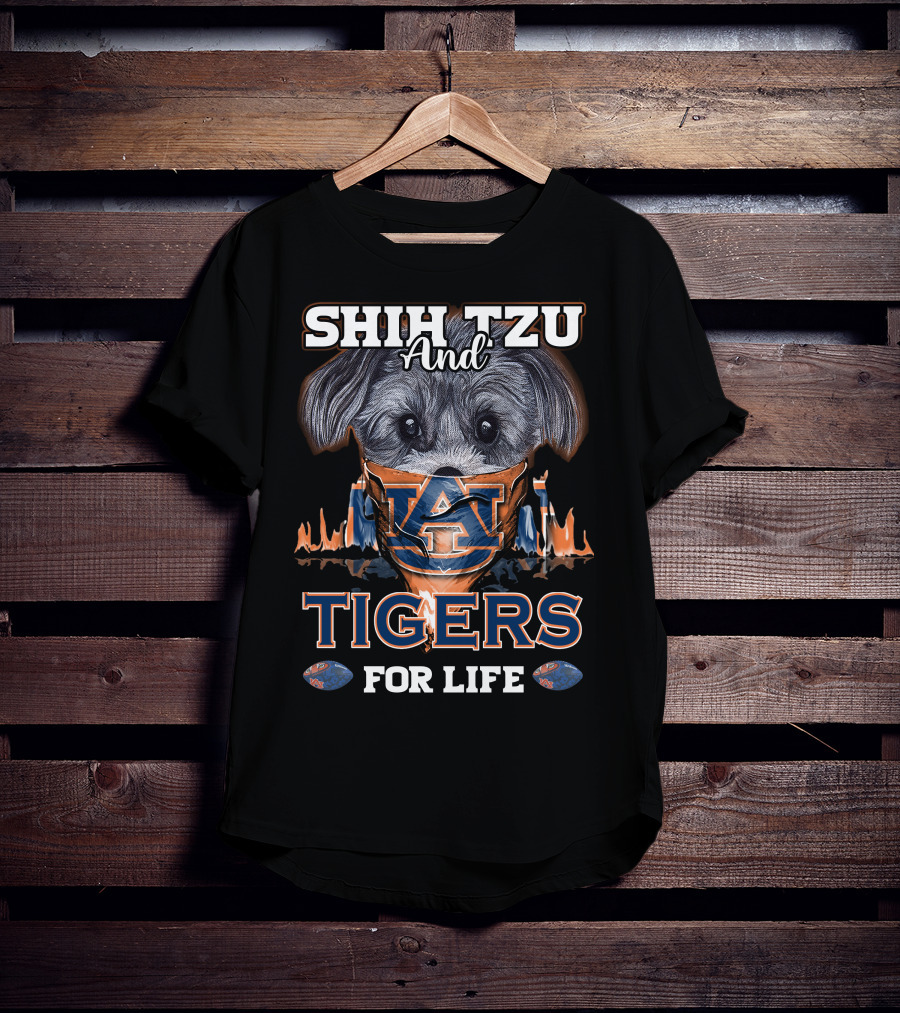 Shih Tzu And Auburn Tigers For Life T-Shirt