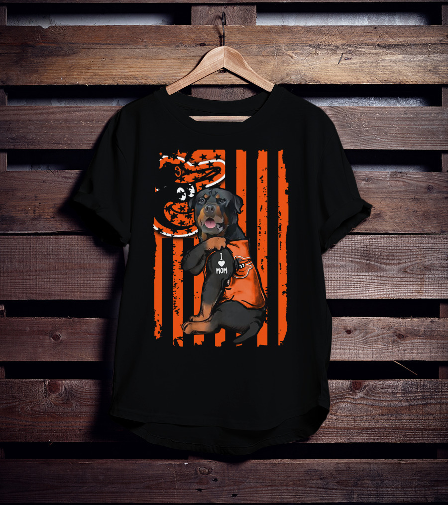 Rottweiler I Mom Baltimore Orioles American Flag T-Shirt